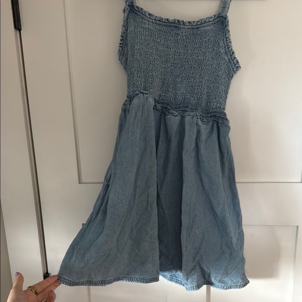 American Eagle Smocked Denim Dress
